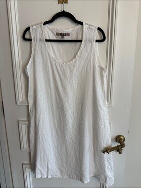NWOT Flax White Linen Sleeveless Scoop-Neck Tunic-Small
